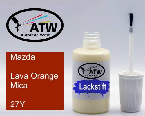 Mazda, Lava Orange Mica, 27Y: 20ml Lackstift, von ATW Autoteile West.